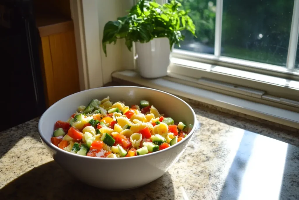  What is Ditalini Pasta Similar To? A vibrant pasta salad with small shell pasta as a substitute for ditalini.
