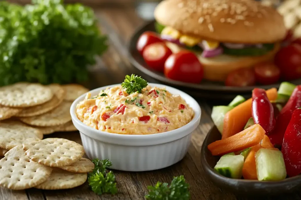 Chick-fil-A pimento cheese with crackers and veggies