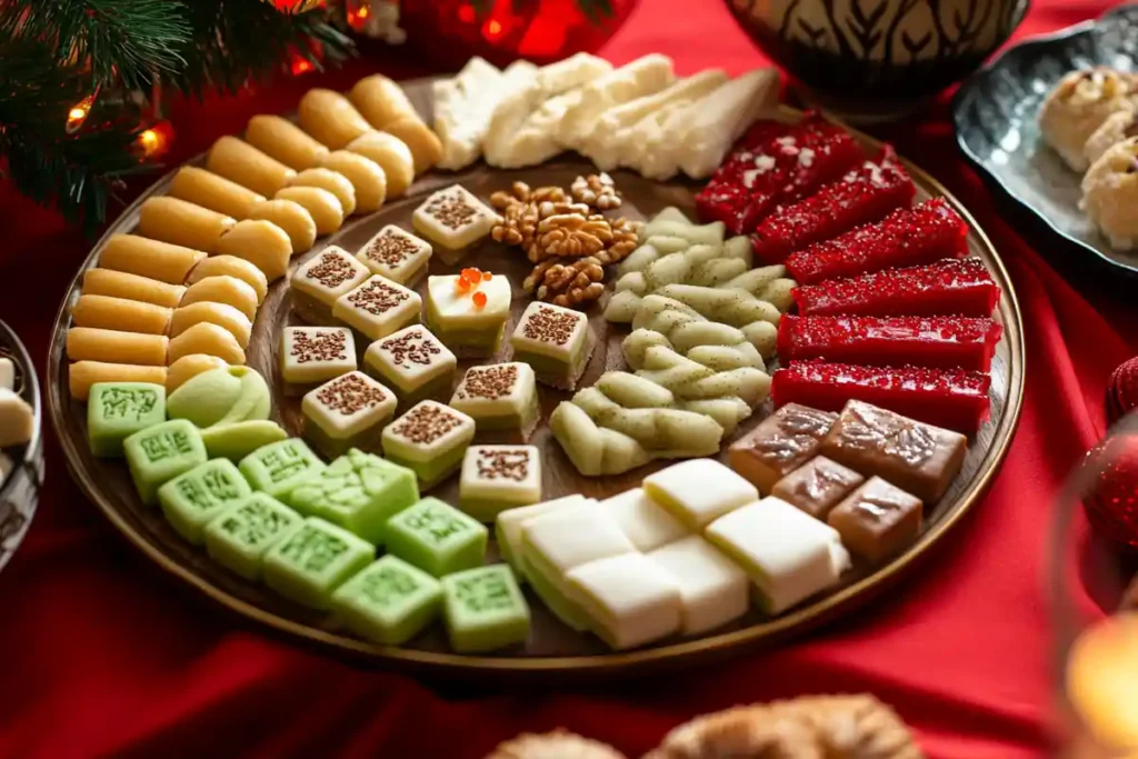 Mahjong dessert ideas featuring tile cookies and matcha pastries