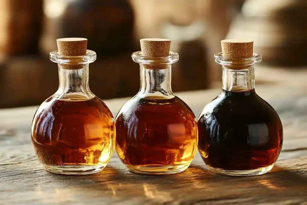 Bottles of Shanxi, Chinkiang, and Kong Yen Vinegar.