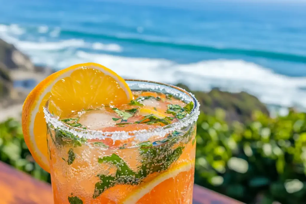 What Is a San Diego Cocktail?.
Close-up of a San Diego cocktail with citrus slices and herbs.