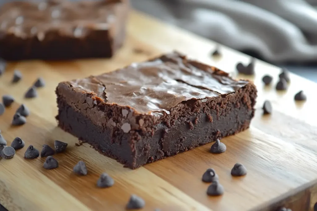 Brownie batter mixing with bubbles from baking powder activation