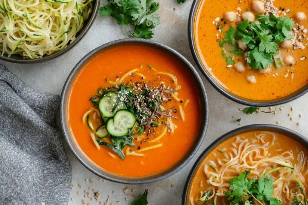 Three variations of Chopt soup: vegan, low-carb, and Thai-inspired.